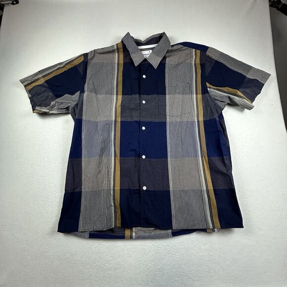 Norse Projects Shirt Mens 2XL Blue Brown CARSTEN Light Check Loop Collar Camp - Picture 1 of 10